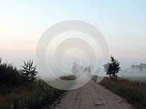 Country highroad in fog photo