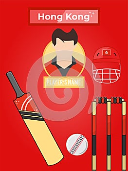 Country Hong Kong Cricket Icons Set