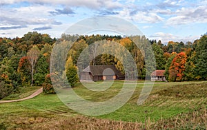 Country house autumn landscape Rumsiskes Lithuania photo