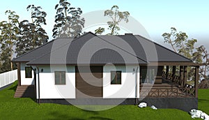 Country house, cottage, visualization, 3D illustration