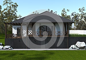 Country house, cottage, visualization, 3D illustration