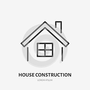 Country house flat line icon. Real estate sign. Thin linear logo for home repair, construction services