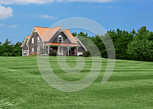 Country house and lawn photo