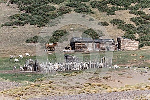 Country house next to corral de chivas. Summer in the Andes mountain range photo