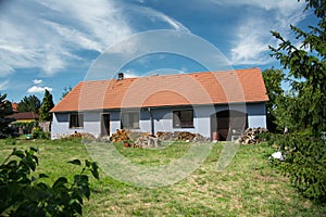 Country house with red roof