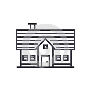 Country house vector line icon, sign, illustration on background, editable strokes