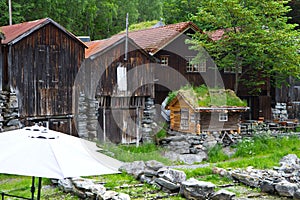 Country houses in village Olden in Norway photo