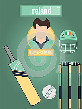 Country Ireland Cricket Icons Set