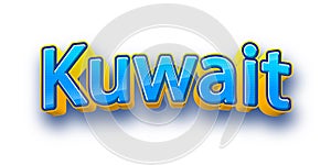 Country Kuwait text for Title or Headline. In 3D Fancy Fun and Cute style.