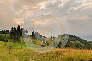 Country landscape in Borsa, Maramures, Romania