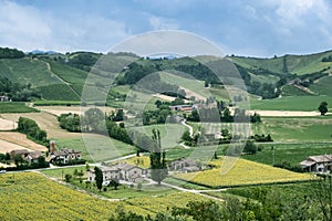 Country landscape from Castell`Arquato Piacenza, Italy