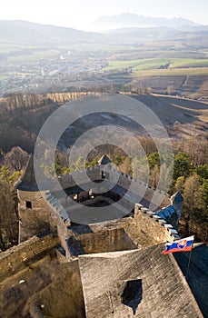 Country landscape and Stara Lubovna castle