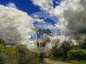 Country Landscape Stormy Skies Thick Grey Clouds Deep Blue Sky Spring Storms