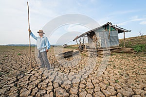 Country man farmer at climate change global warming danger