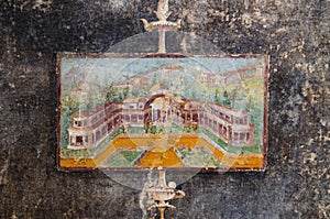 Country mansion in a fresco of the ancient Pompeii