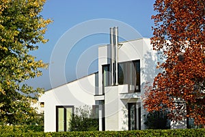 Country modern house in autumn