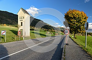 Country motorway. Country cabin substation. Obermillstatt, Austria