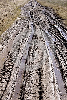 Country muddy rut after rain