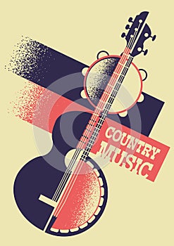 Country Music background with musical instruments and decoration