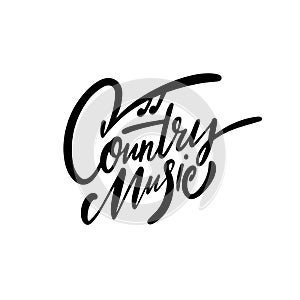 Country Music calligraphy phrase. Black color sign vector.