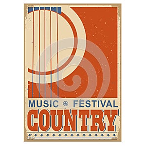 Country music festival background with text.Vector old poster w