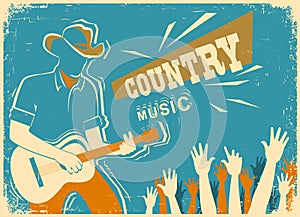 Country music festival with musician playing guitar