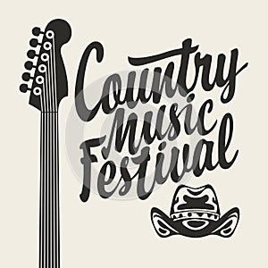 Country music festival poster with guitar and hat