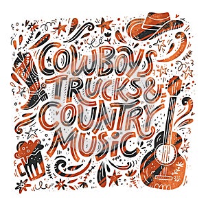 Country music festival retro poster vector template