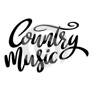 Country music. Lettering phrase isolated on white