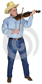 Country Music Musician Playing Violin or Fiddle Isolated