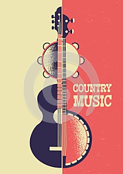 Country Music poster background with musical instruments and dec