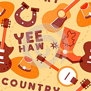 Country music seamless pattern illustration