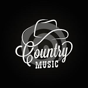 Country music sign. Cowboy hat with country music photo