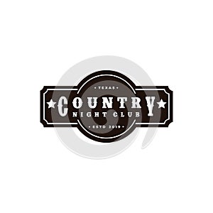 Country Music Western Vintage Retro Saloon Bar Cowboy logo design