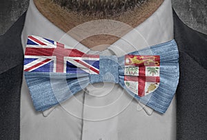 Country national Fiji Flag on bowtie business man suit