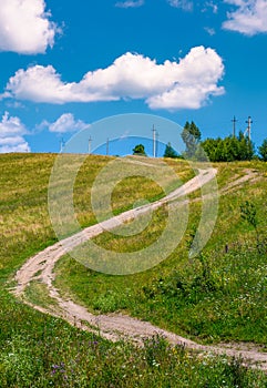 Country road along the hillside