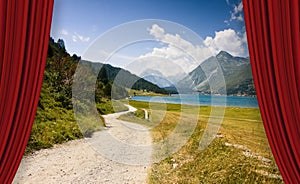 Country road around Sils Lake on upper Engadine Valley Switzerland - Europe - concept image