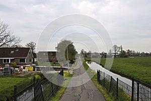 Country road called Tweede Tochtweg in zuidplaspolder in Nieuwerkerk aan de IJssel