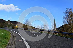 country road on church tower level