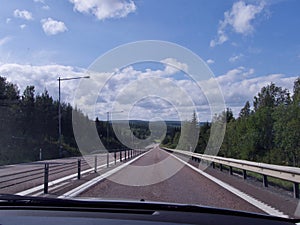 Country Road, cloudy sommar fourney in Sweden