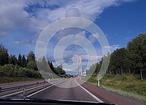 Country Road, cloudy sommar fourney in Sweden