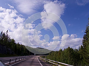 Country Road, cloudy sommar fourney in Sweden photo