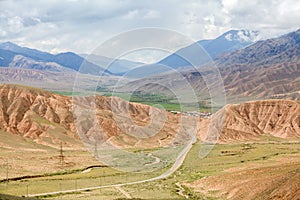 Country road in colorful Tien Shan mountains