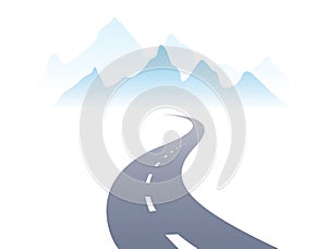 Country road curved highway vector perfect design illustration. The way to nature, mountains and rocks tourism and travel theme.