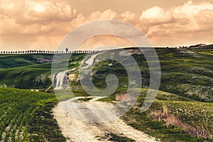 Country Road With Cypresses In Val D` Orcia