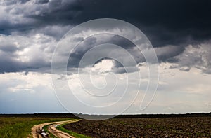 Country road disappearing into the distance