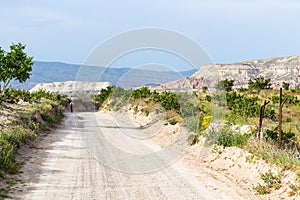 country road in Goreme National Park in Cappadocia