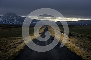 A country road in Grundarfjordur in the Snaefelsness Peninsula, Iceland