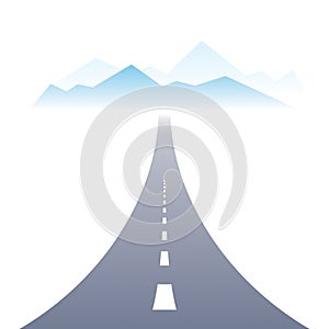 Country road highway vector perfect design illustration. The way to nature, mountains and rocks tourism and travel theme. Can be