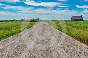 Country road leading to Foster School, outside Abernethy, SK